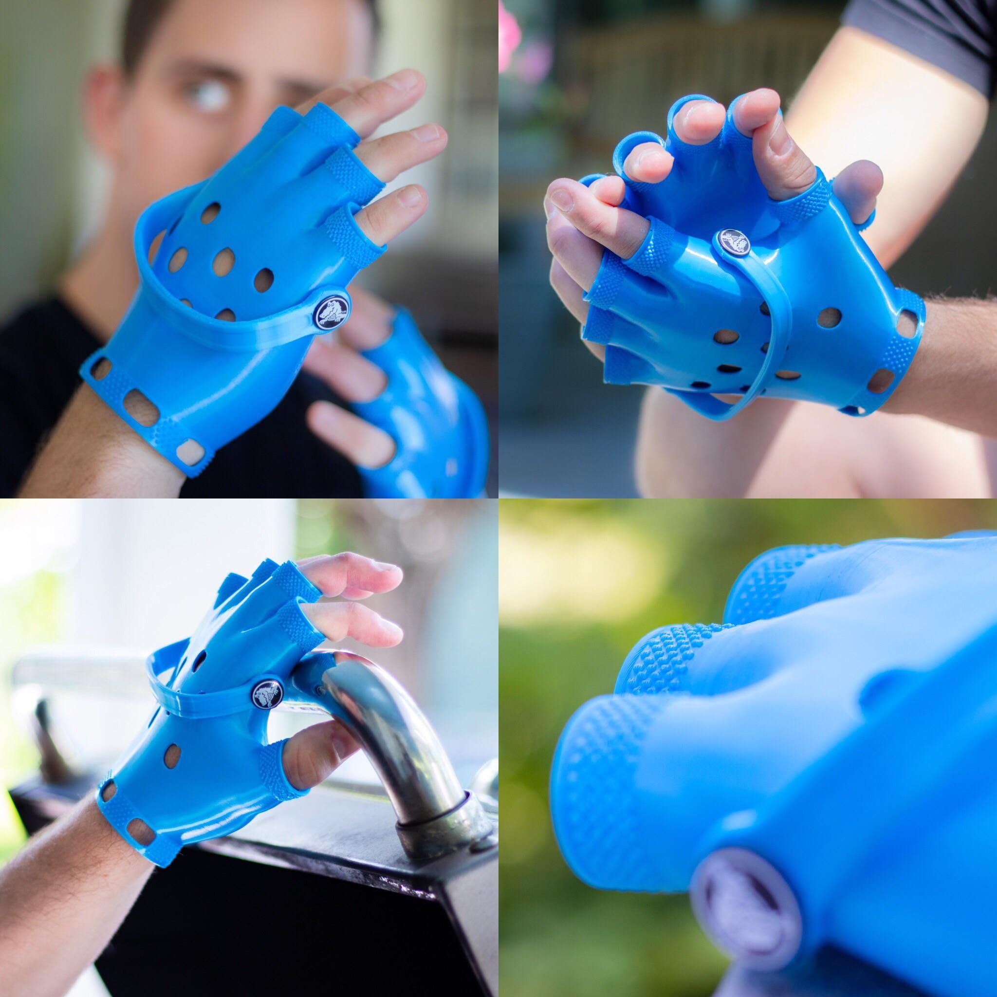 For my newest unnecessary invention I am equally disgusted yet in love. I made the first ever pair of Crocs Gloves.