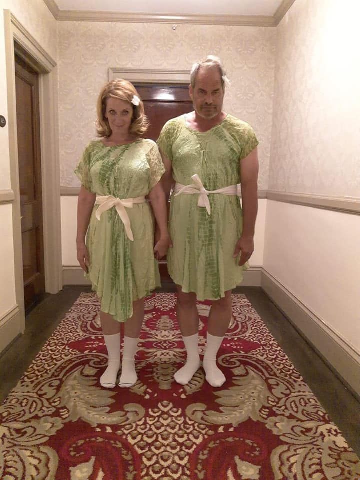 Lucky enough to find matching dresses for my boyfriend and me so we could do this pose at the Stanley Hotel. Estes Park, Co Thrift shop.