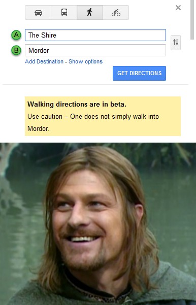 Google Maps to Mordor