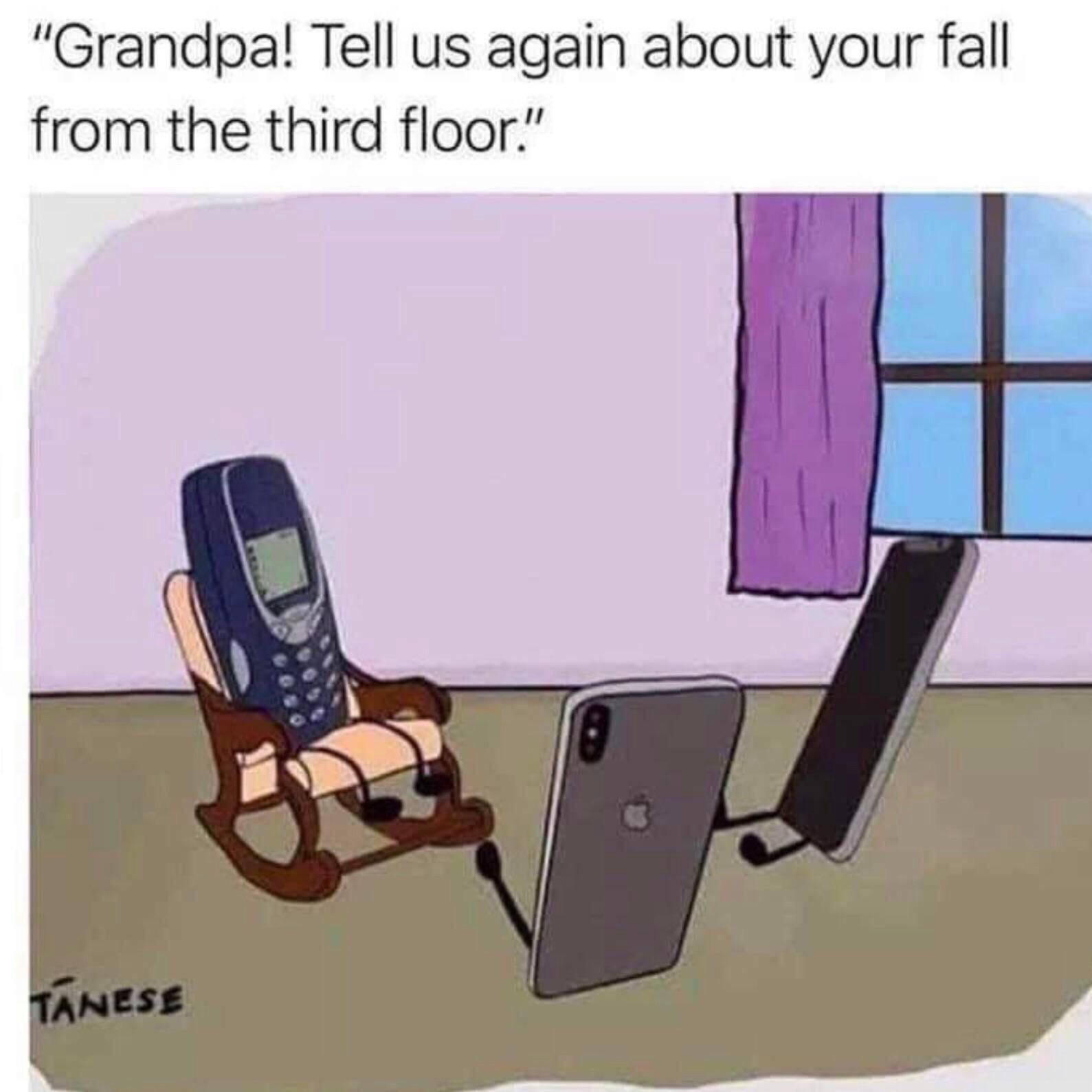Grandpa broke the floor