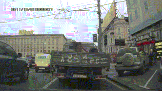 Crossing the street in Russia.