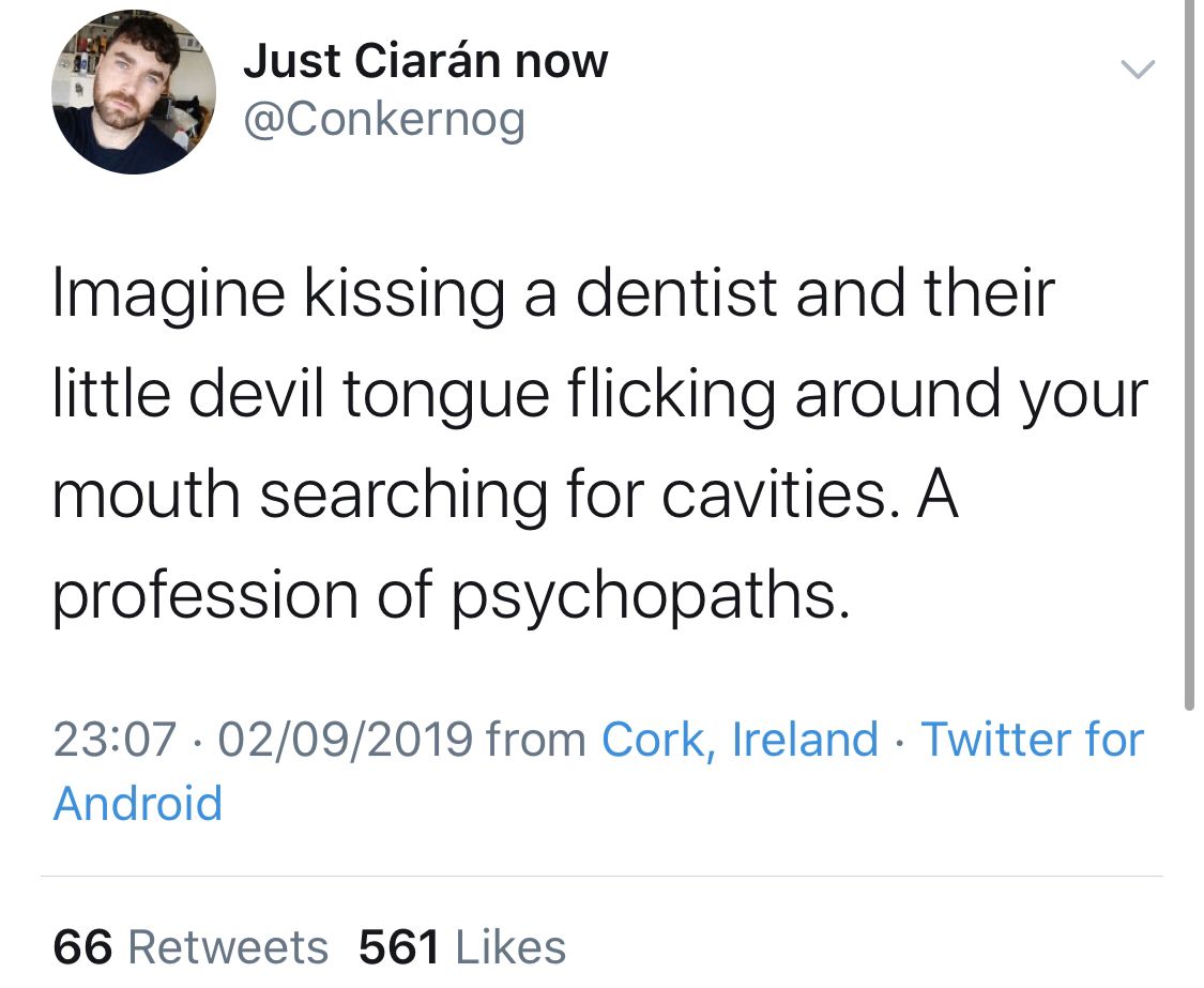 You'll never kiss a dentist in the same way again