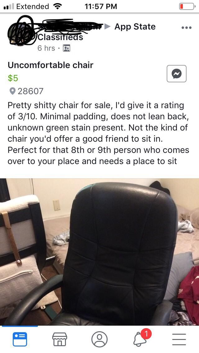 The kind of chair that’s perfect for the 9th person to come over...
