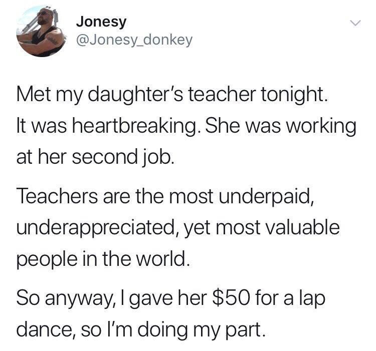 A kind soul, helping out a teacher in her time of need.