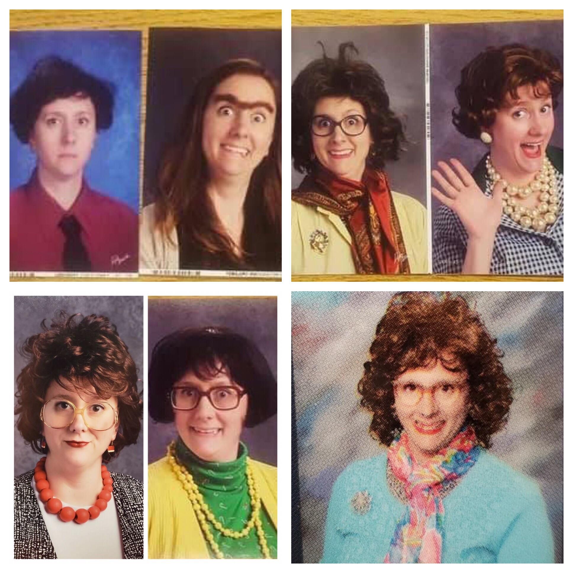 One of my old teachers does different costumes for her yearbook photo every year.