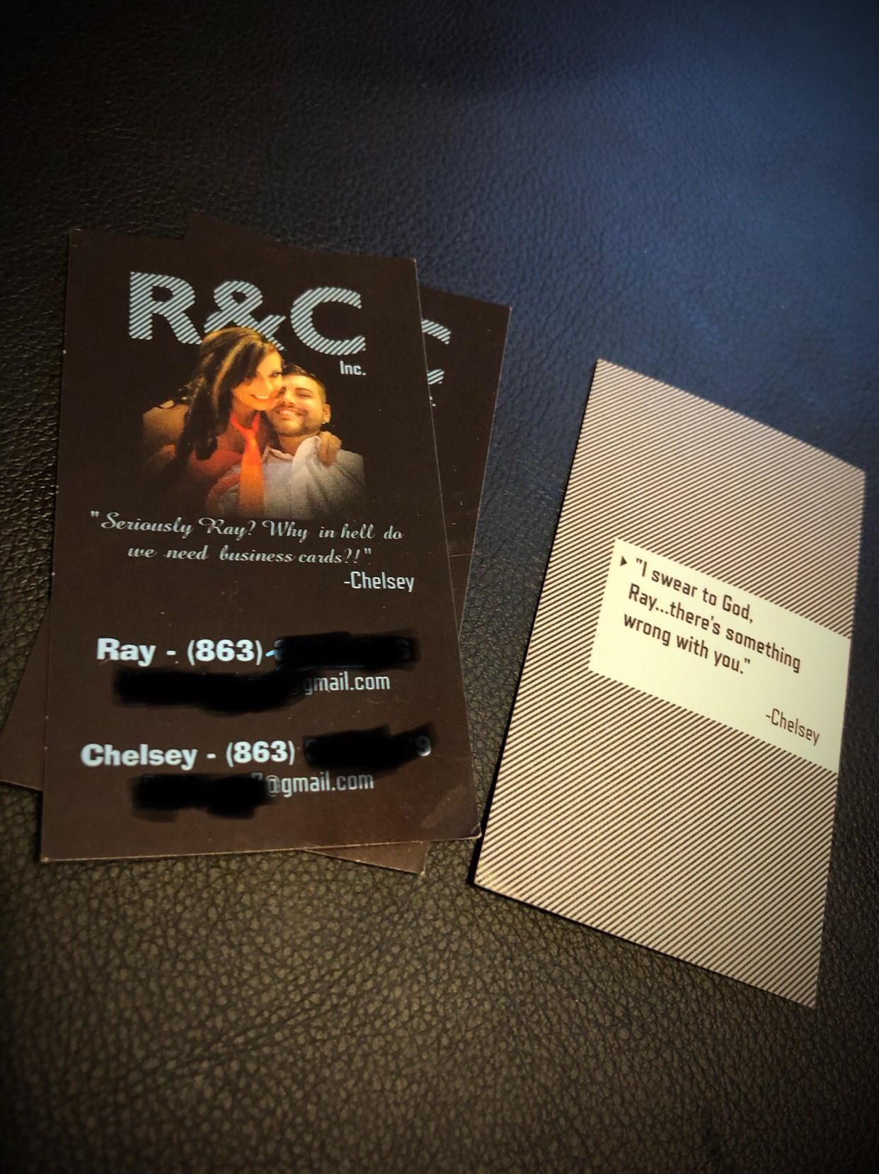 I had a promo code for 250 free business cards, so I made cards for my wife and I