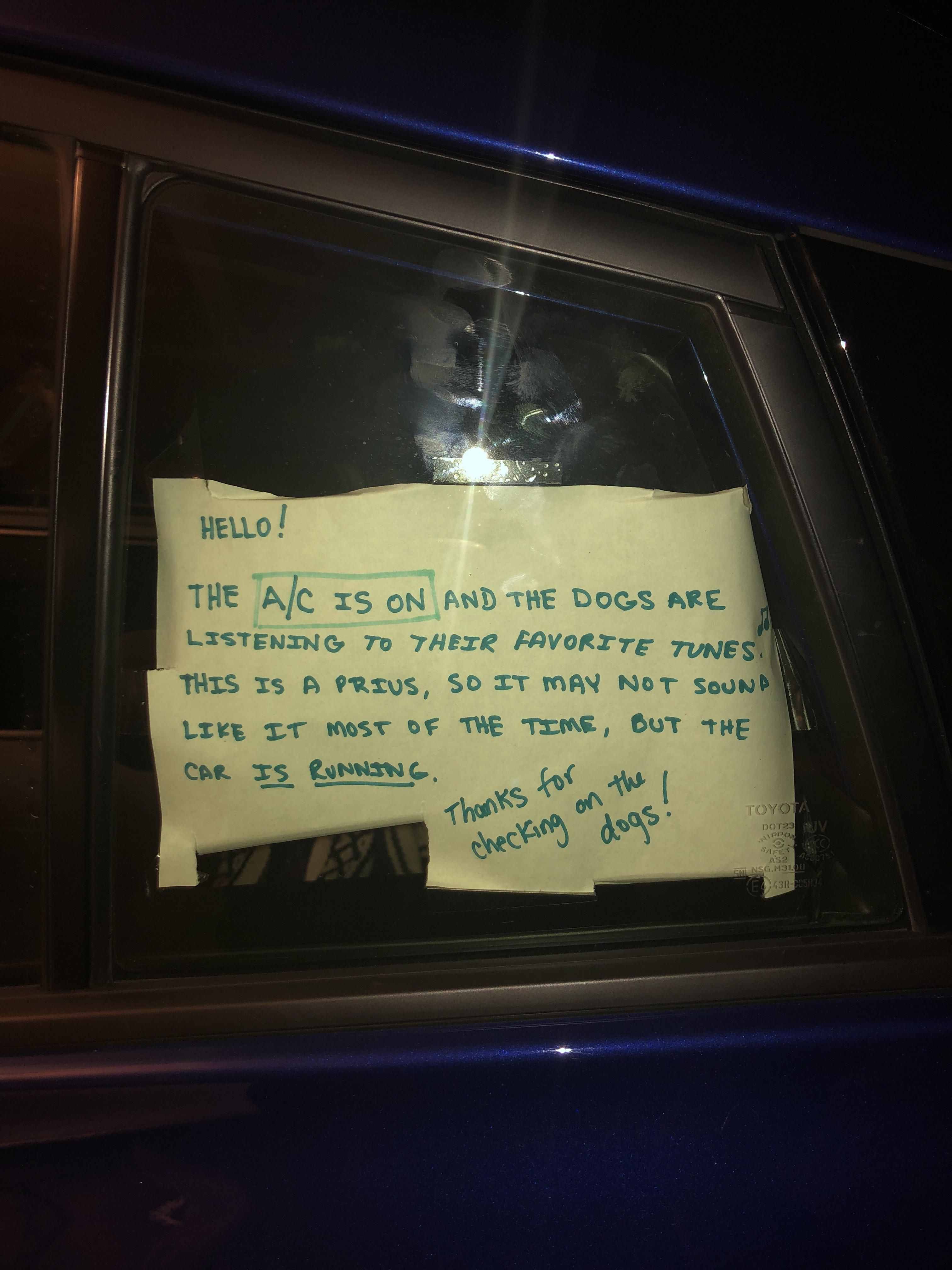 My cousin’s sign on his Prius.