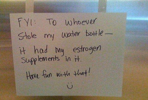 My response to people taking my Water bottle at my local gym