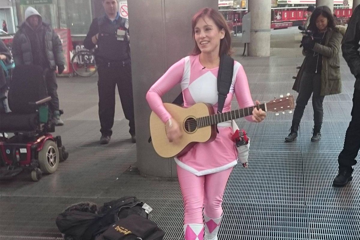 The original pink power ranger trying to make ends meet