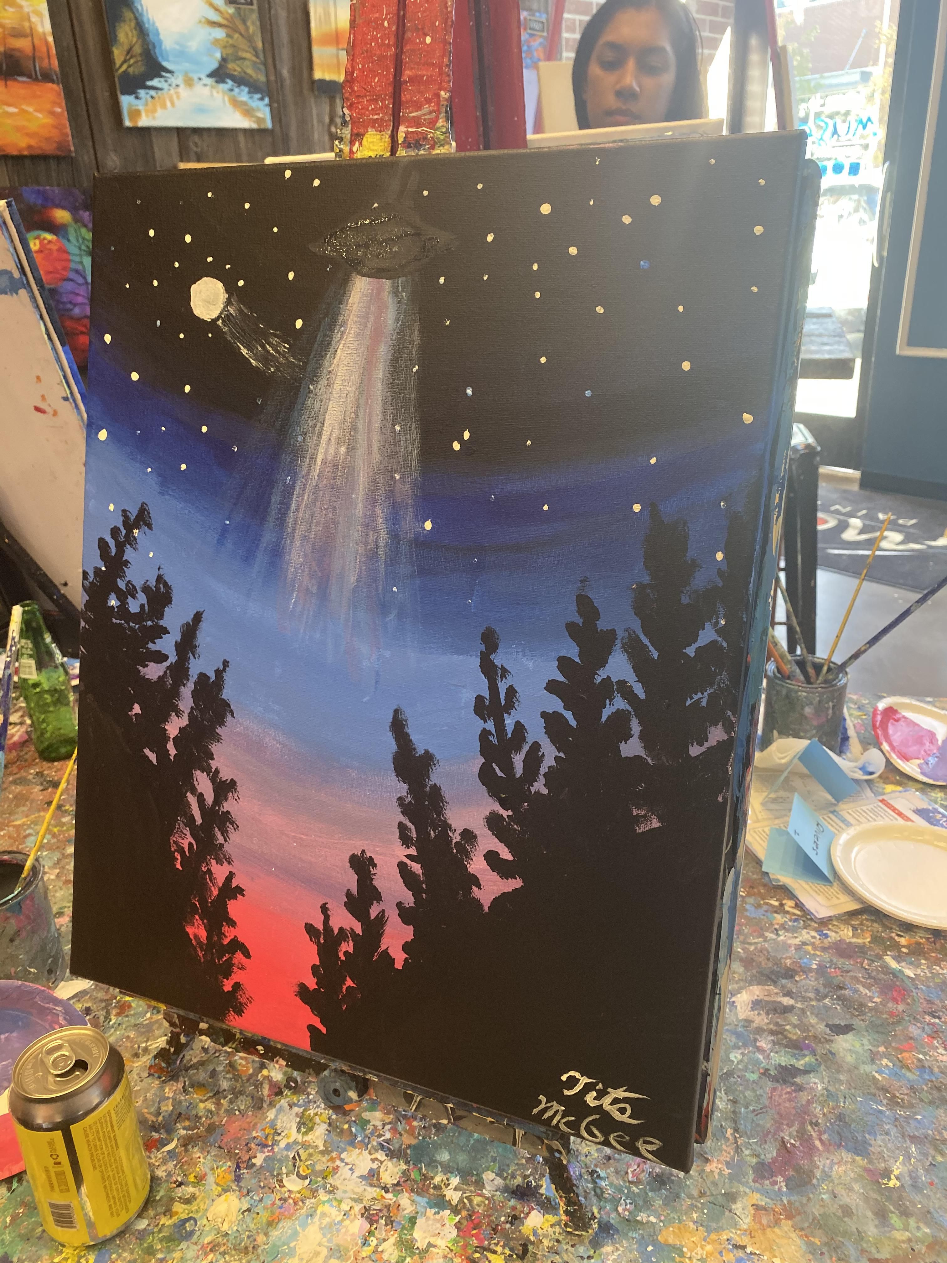 I went to one of those paint and sip things and I ***ed my painting up so I made a UFO!