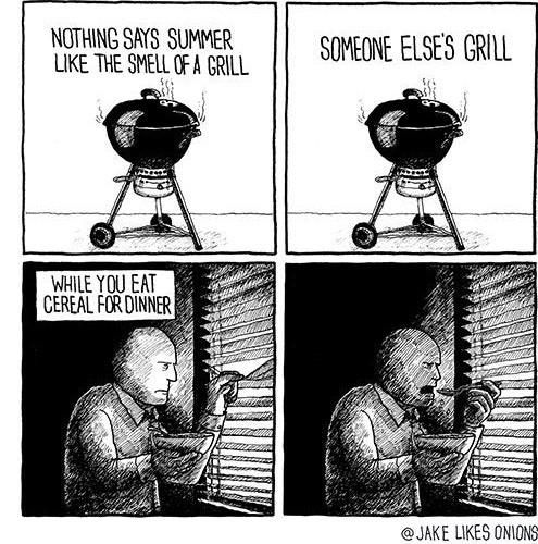 The smell of a grill.