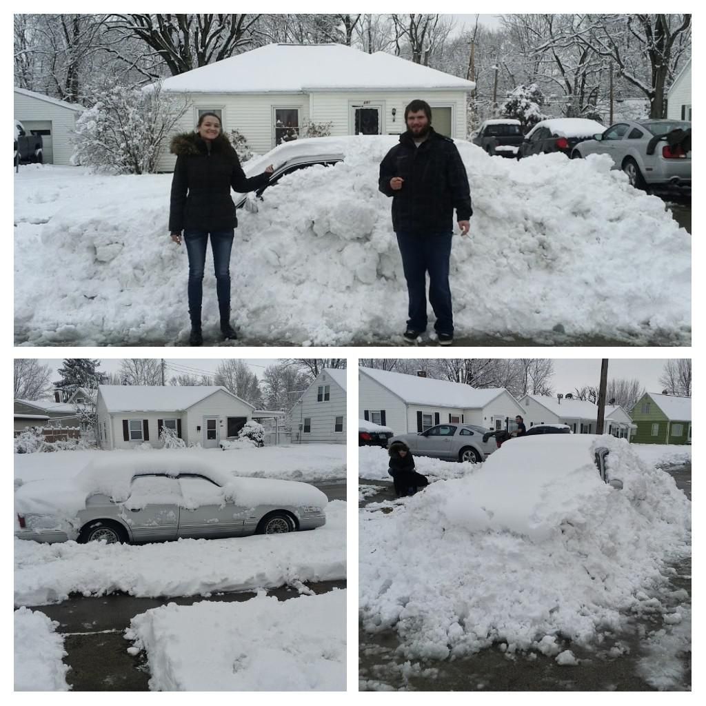 Our friend left his car with us to watch while he went to Florida . He kept sending us beach pics, so we sent him a picture of his car buried in snow .