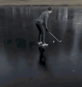 Playing golf on ice