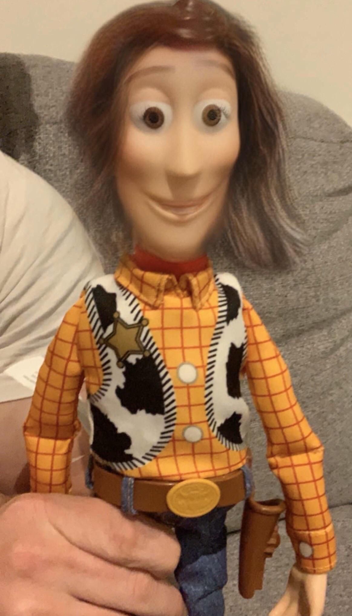 Woody with a girl filter looks like Caitlyn Jenner