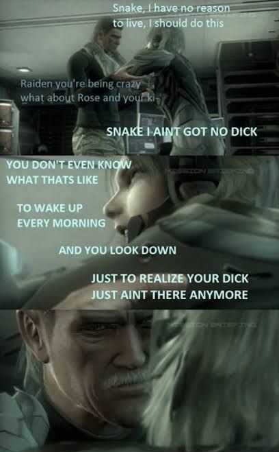 Poor Raiden misses his Solid Snake