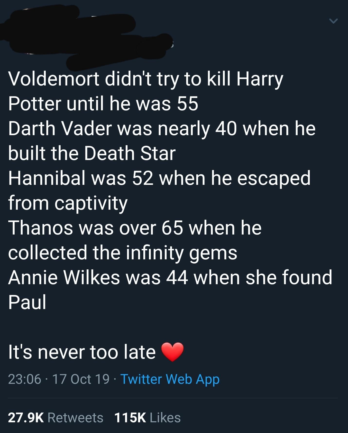 It's never too late to do horrible things