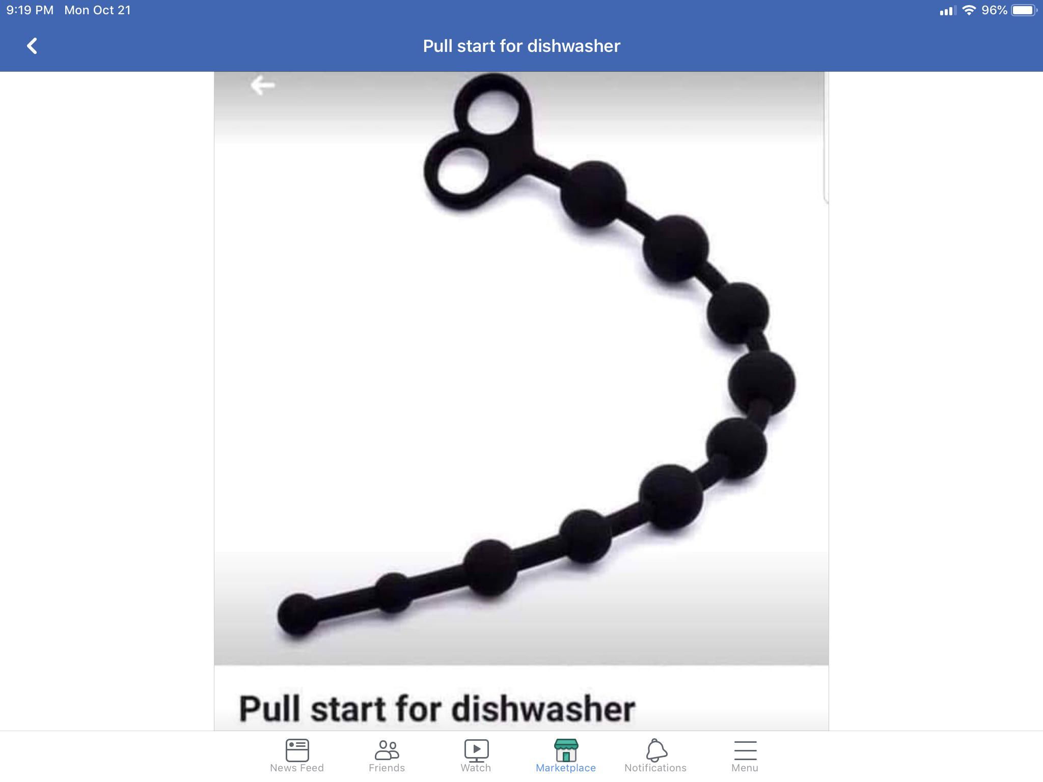 Pull start for a dishwasher. This was listed for sale on my local Facebook marketplace.