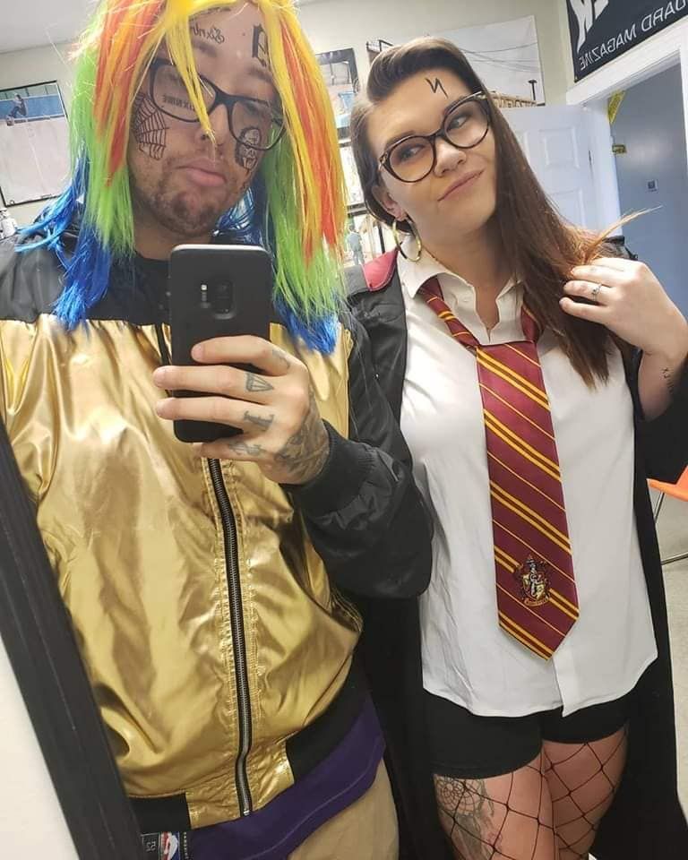 My friends went as Harry Potter and the Golden Snitch.