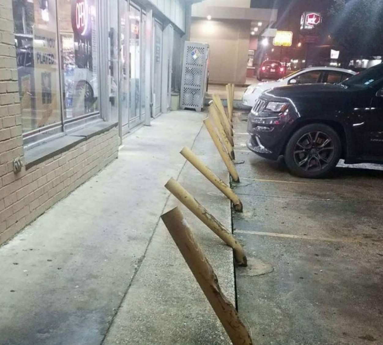 Parking in front a liquor store...