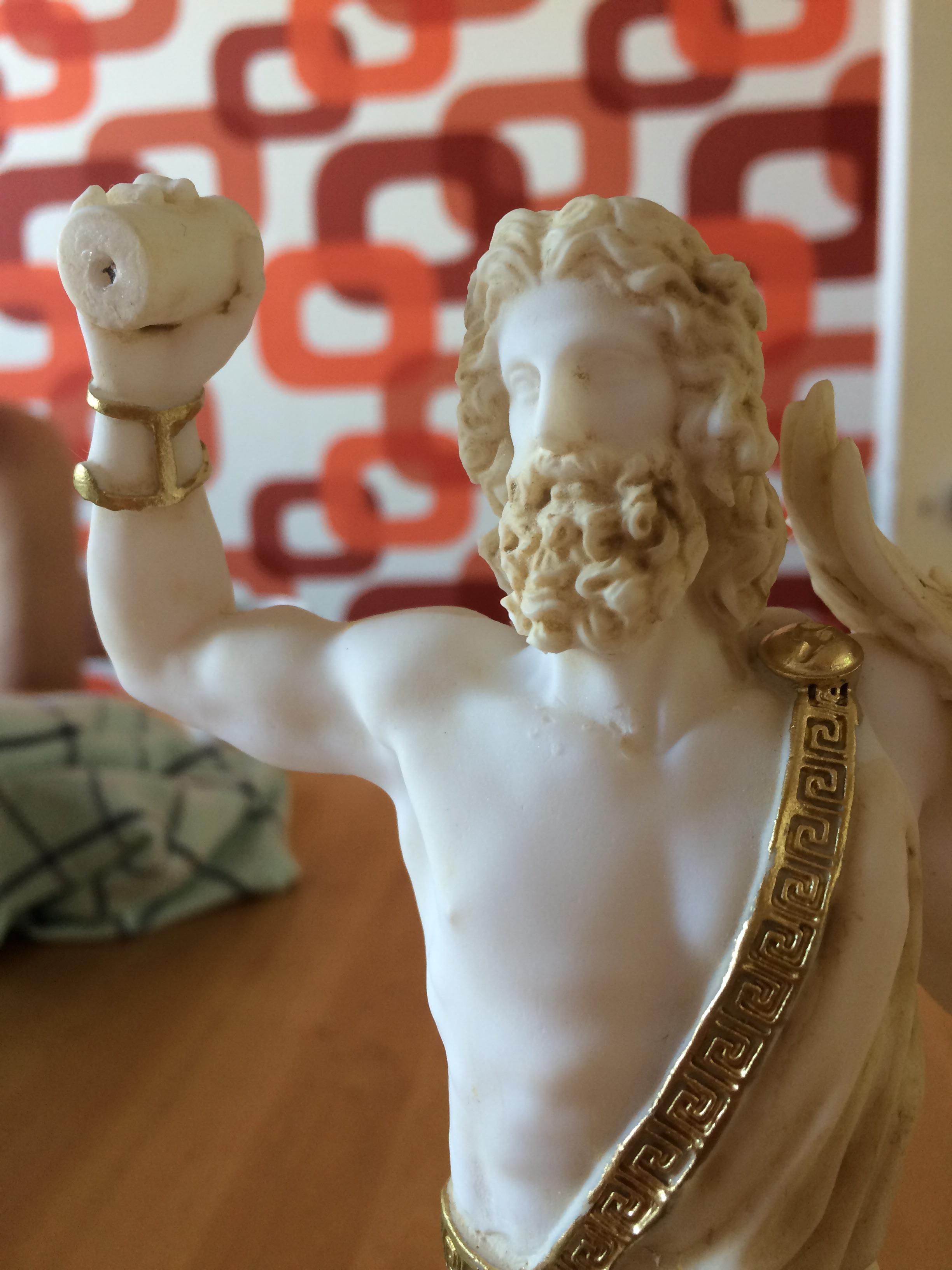 My statue of zeus broke and now it looks like zeus is throwing a roll of toilet paper at someone..