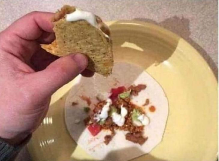 LIFE HACK: If you eat a hard taco over a small tortilla you get another taco