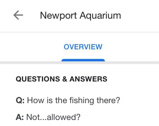 This question on an aquarium’s Google page.