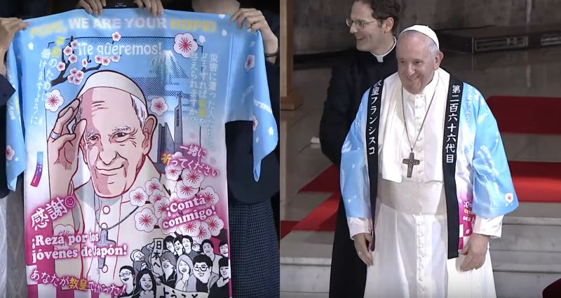 The popes new anime jacket for his Japan visit.