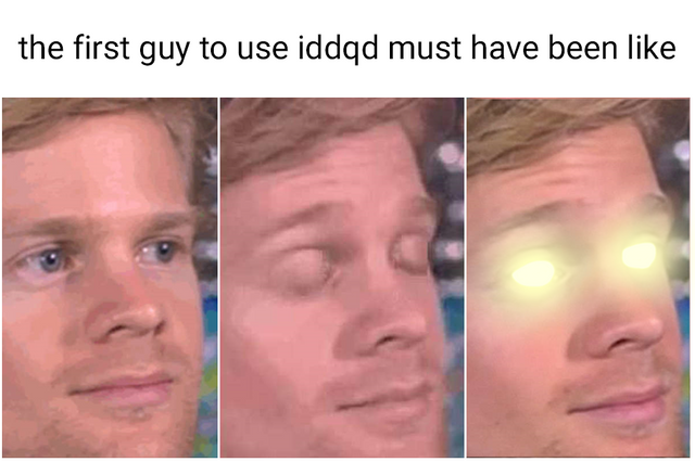 For the uninitiated: Doomguy's eyes glow when you enable godmode
