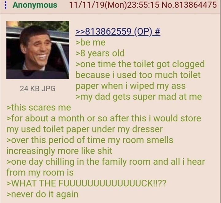 Anon hides their used toilet paper