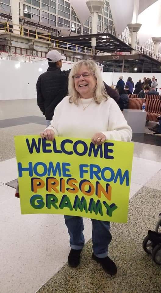 We embarrased my mom at the airport with this sign.