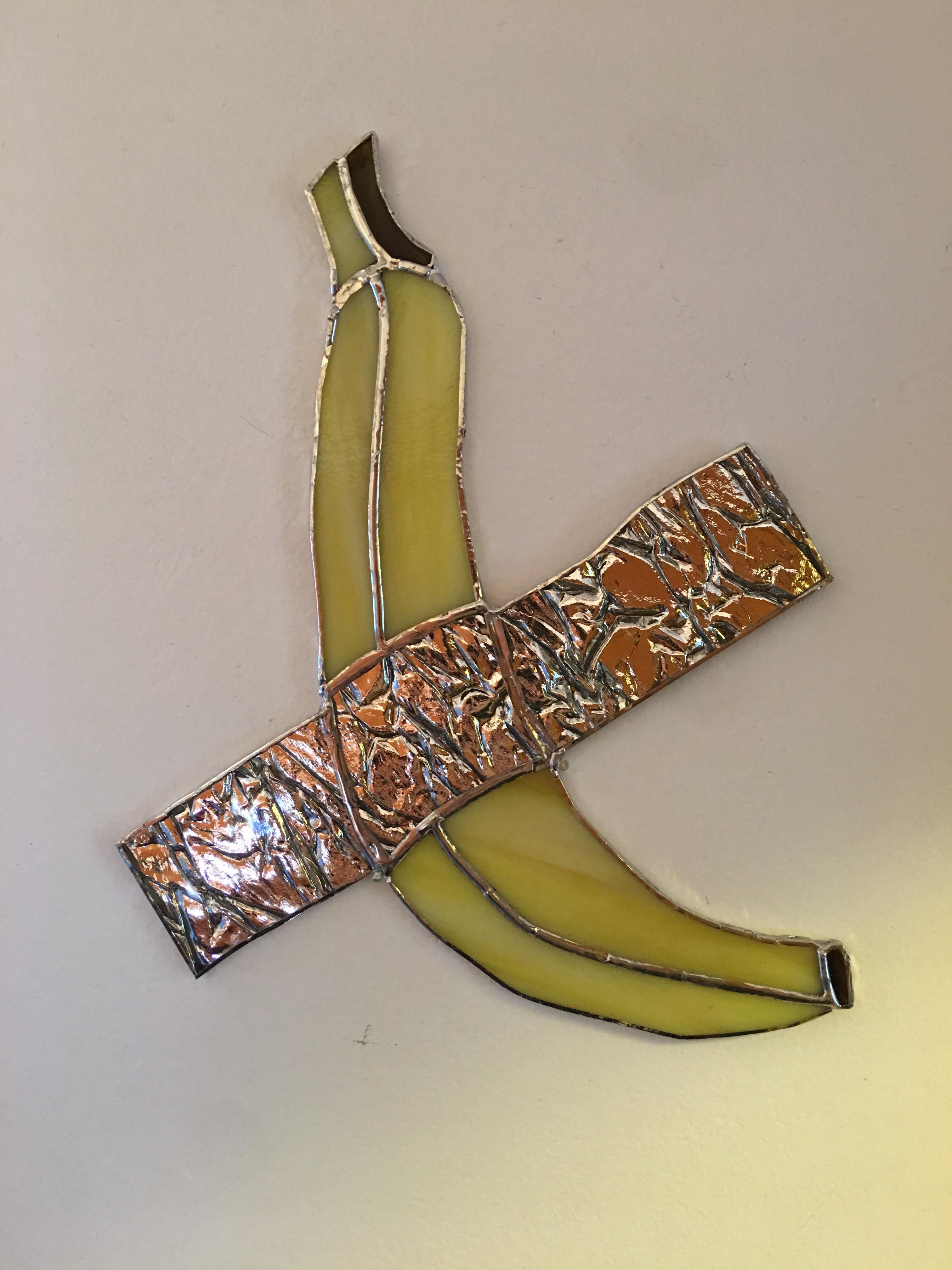 I made some stained glass worth $120,000. Banana, me, stained glass, 2019