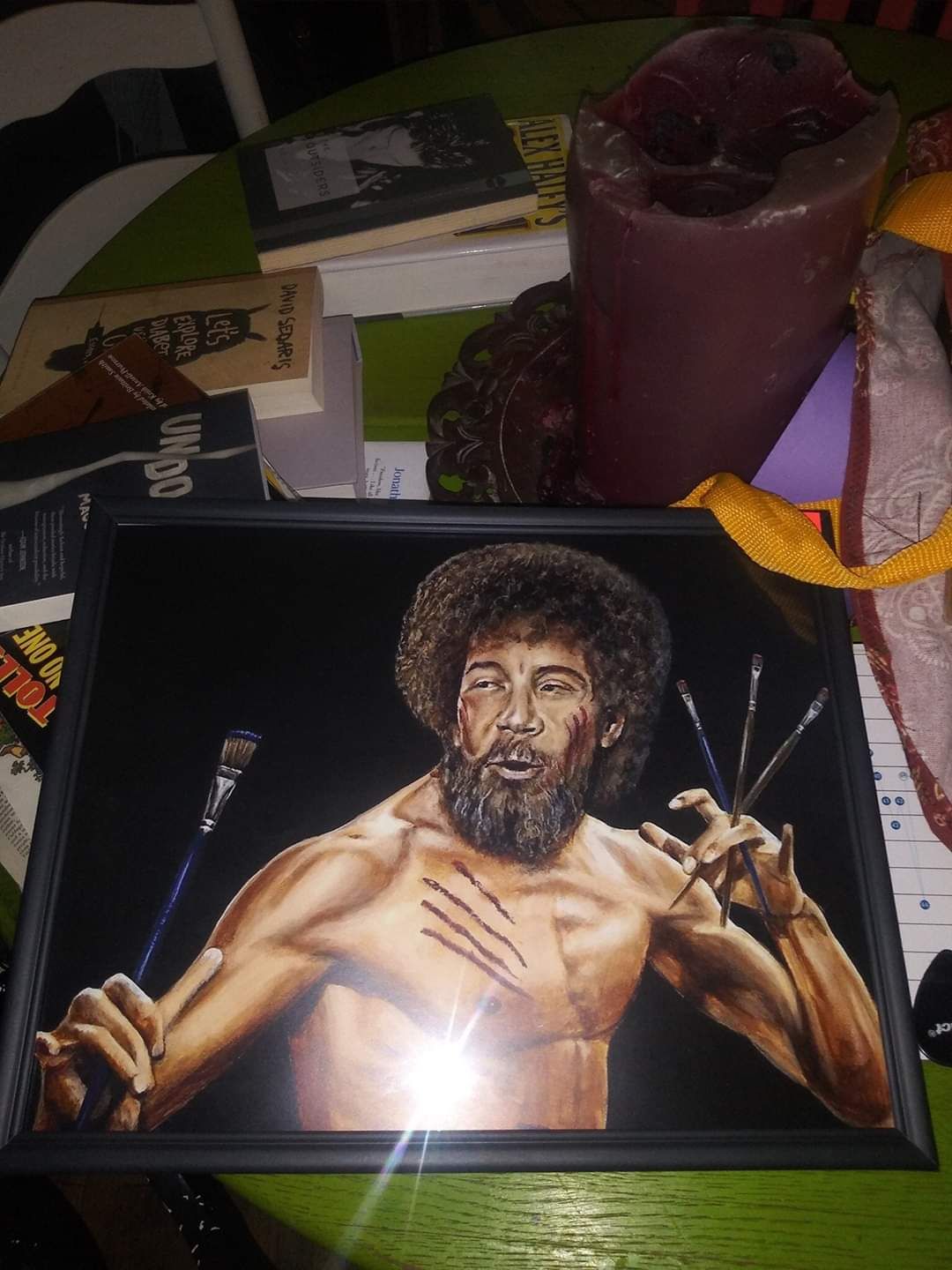 Someone painted Bob Ross like this.