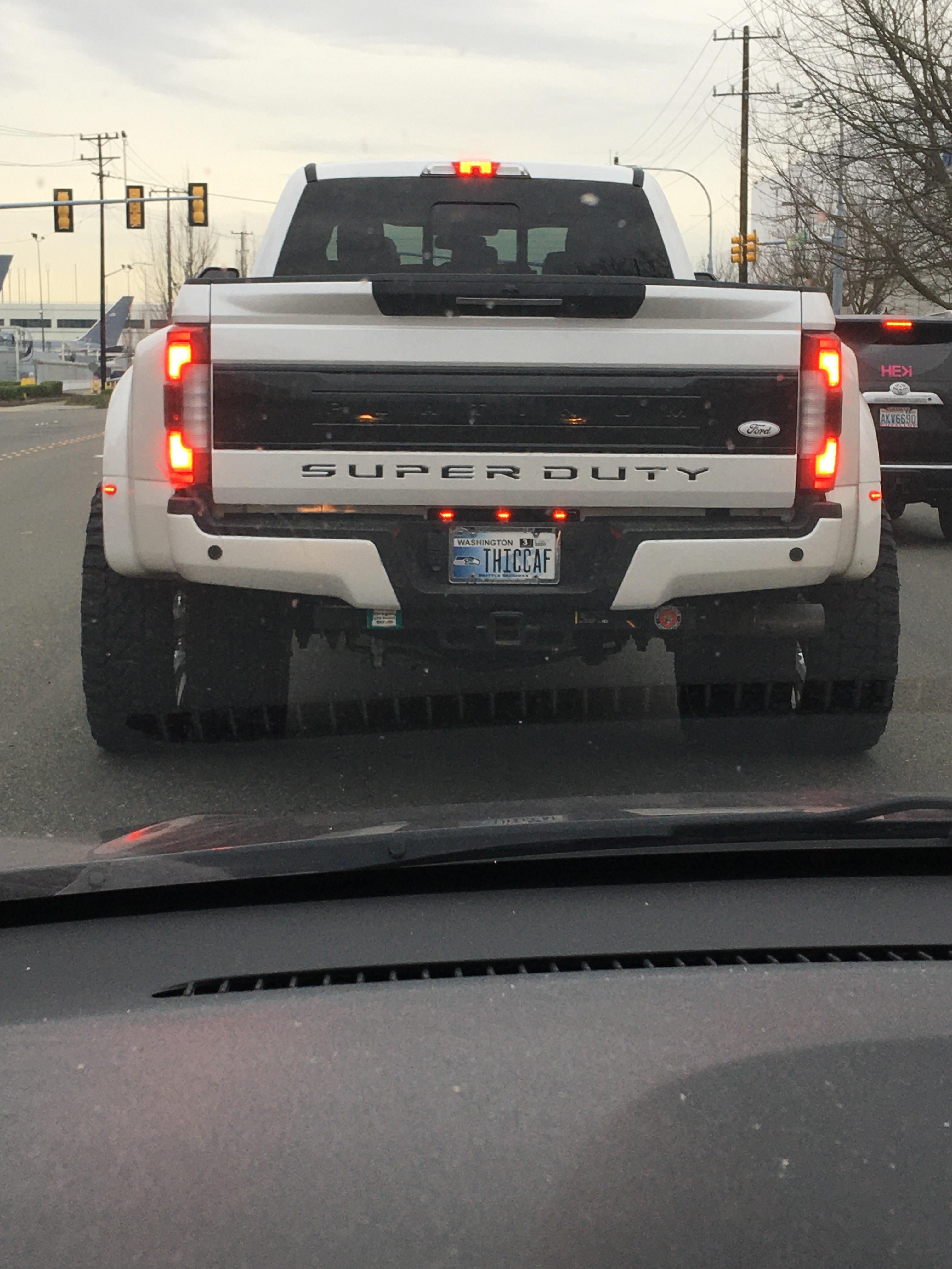 This truck and the license plate I drove home behind today