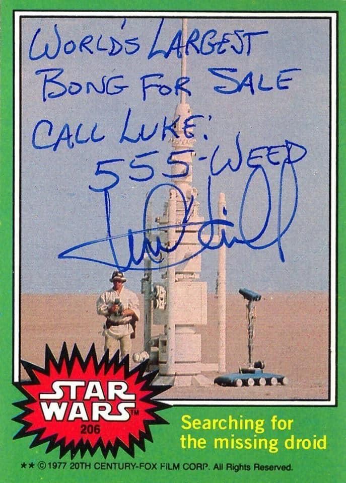 Mark Hamill’s signature on this vintage Star Wars trading card.