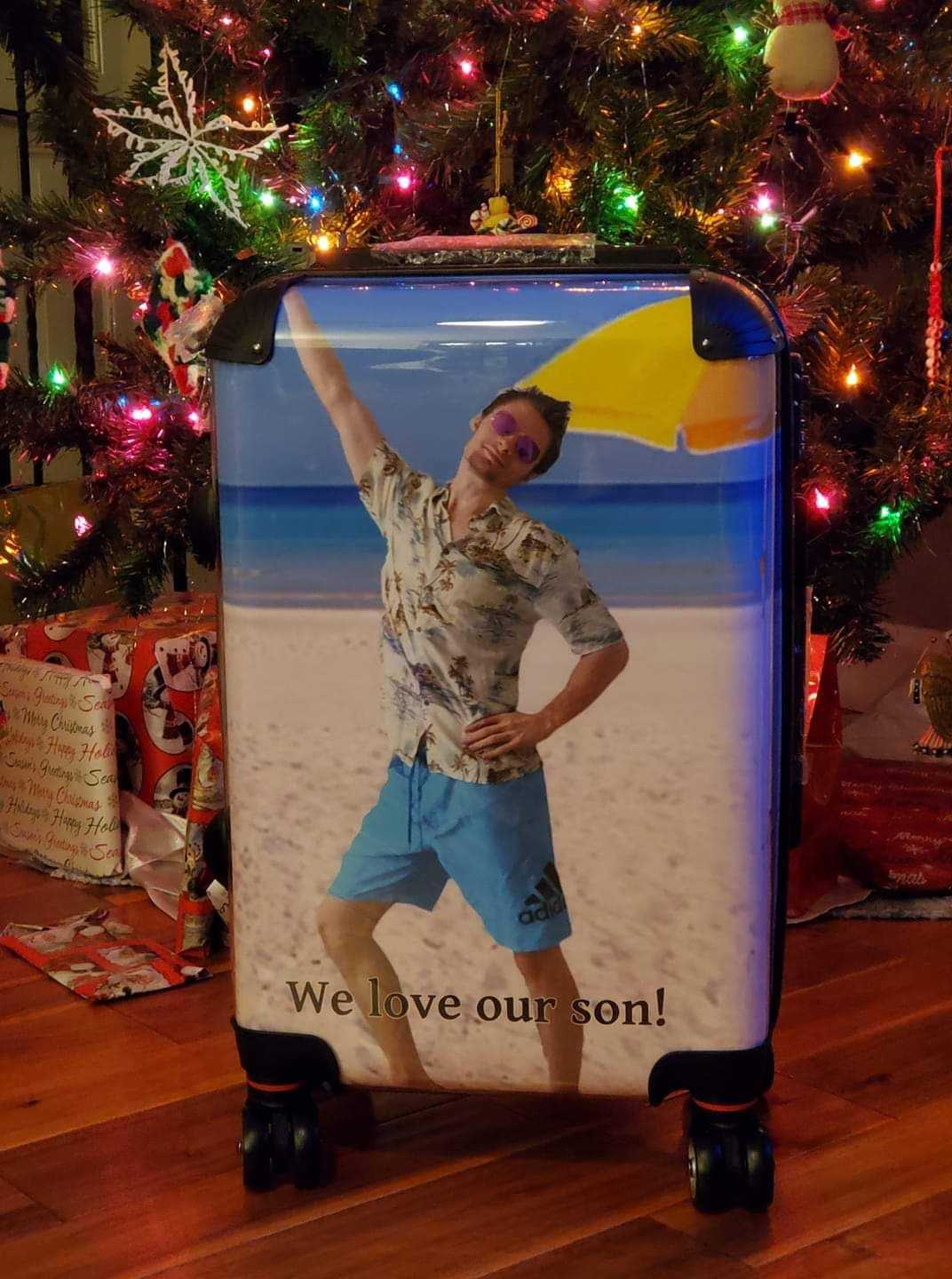 My parents are retiring and want to travel full time. My brother sent them this suitcase for Christmas.