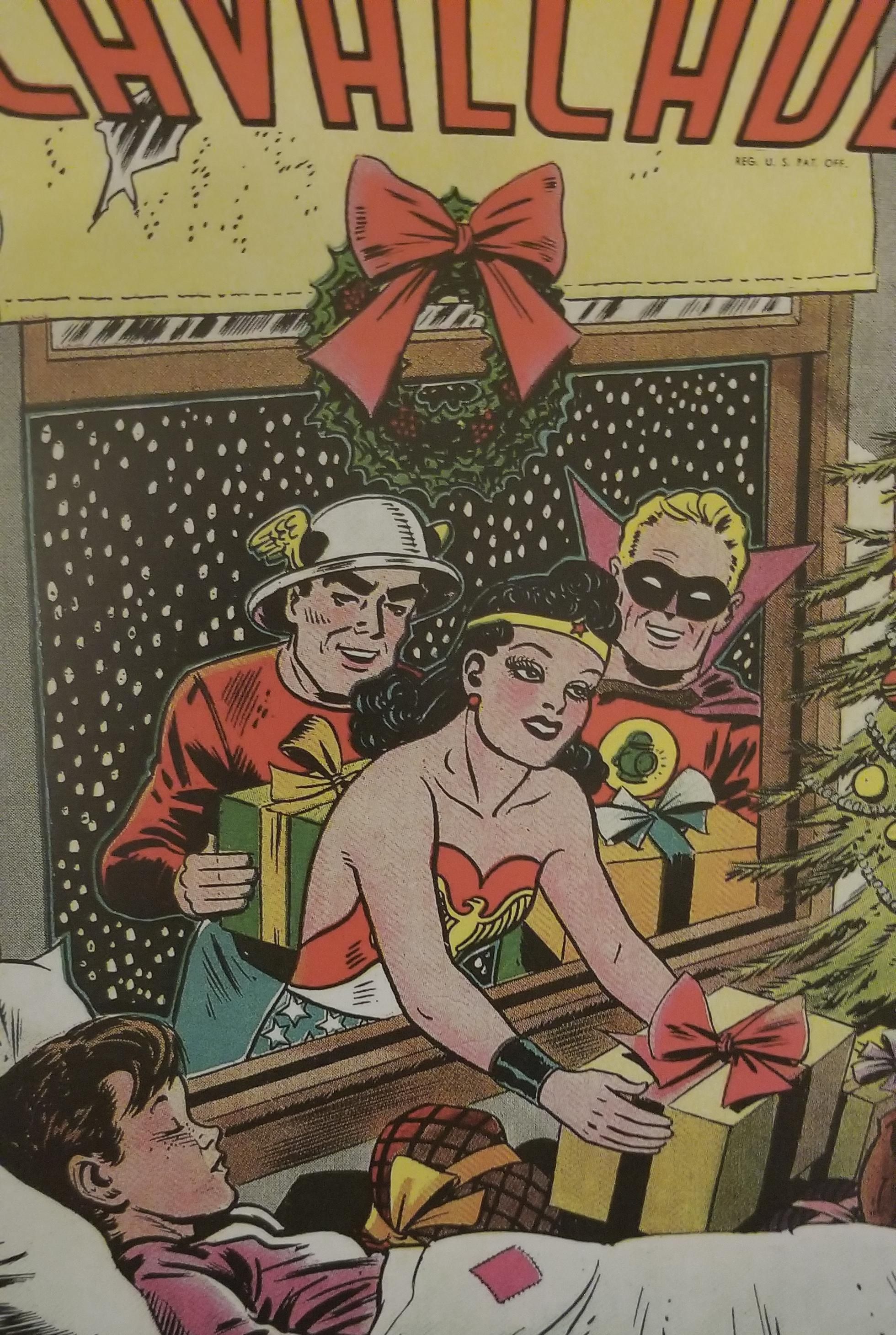 Is it just me or does Wonder Woman look like she is stoned and stealing presents from this kid?