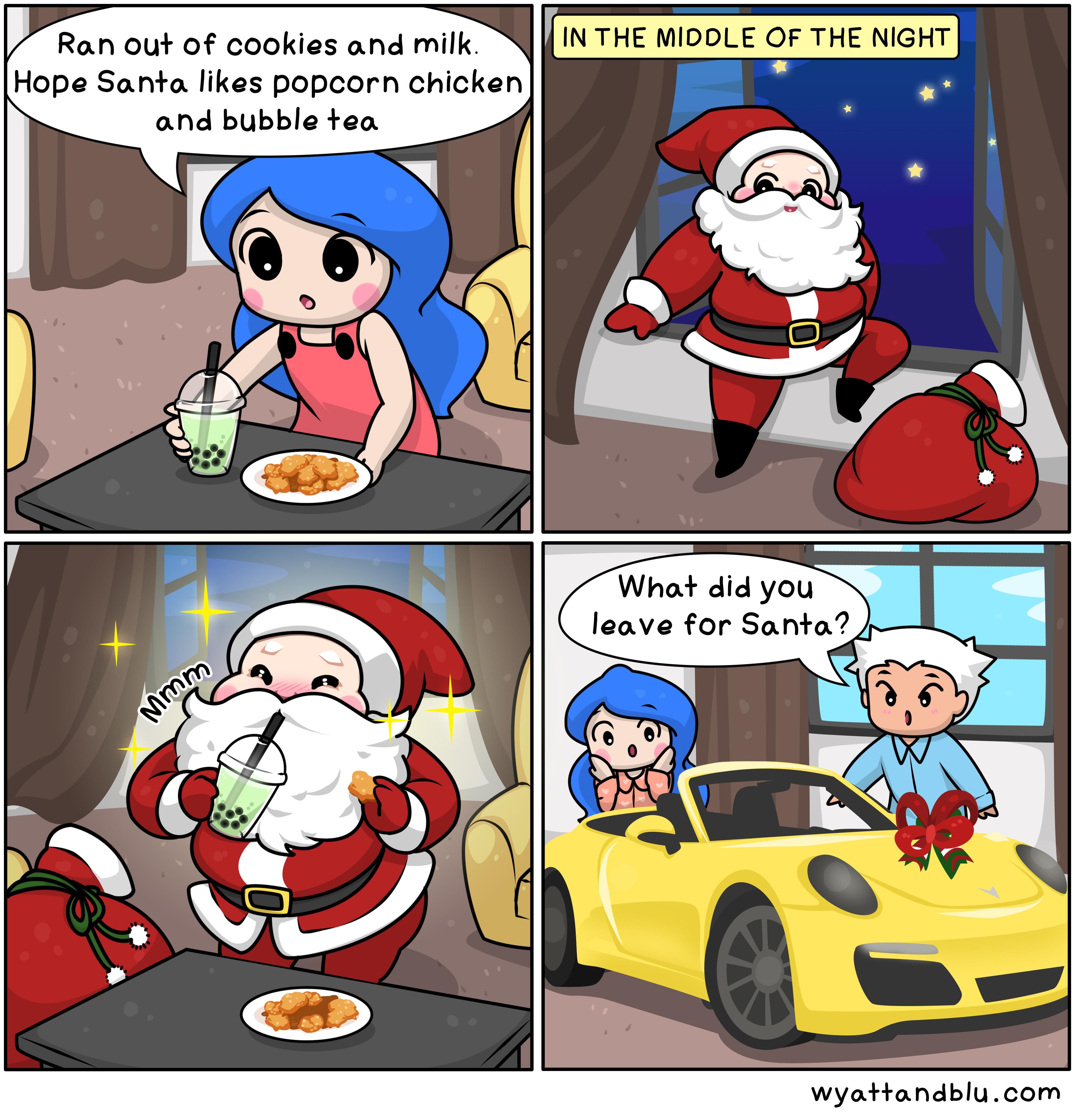 Santa Tries Bubble Tea