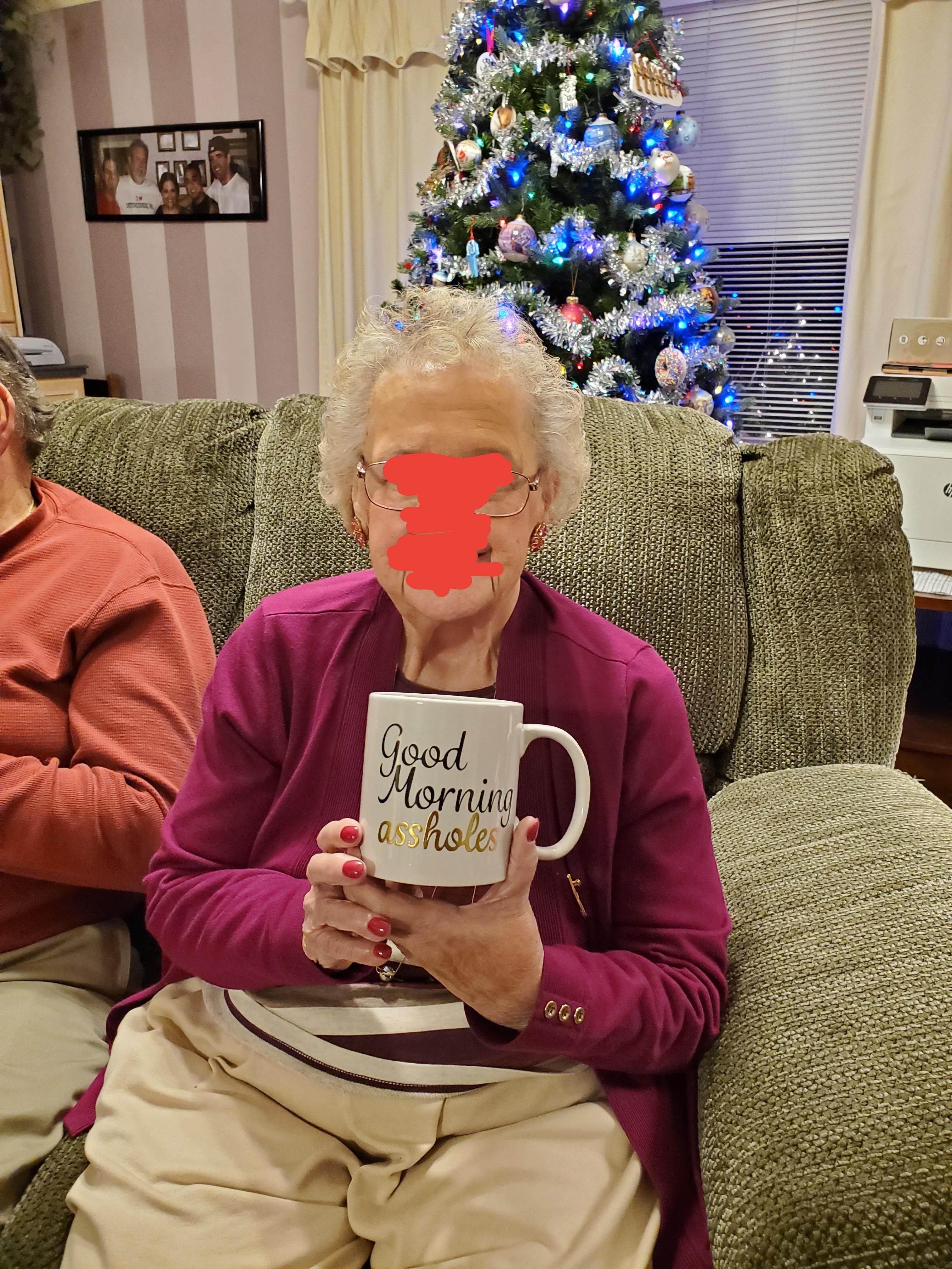Despite the gift mix-up, Grandma insisted it was perfect for breakfast at her senior living home.