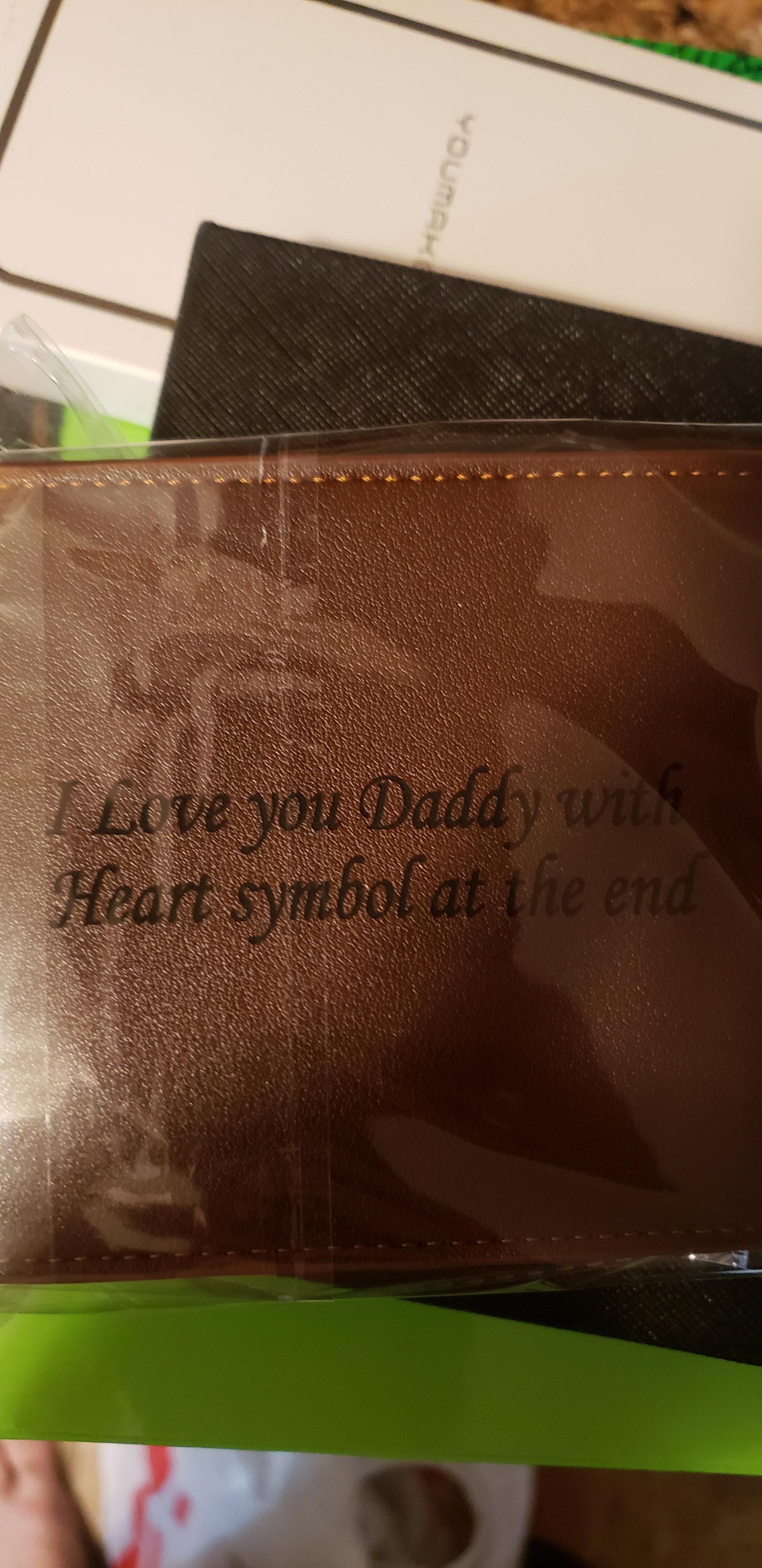 My first Christmas as a father, this was the personalized gift I received. I love it, with a heart symbol at the end!