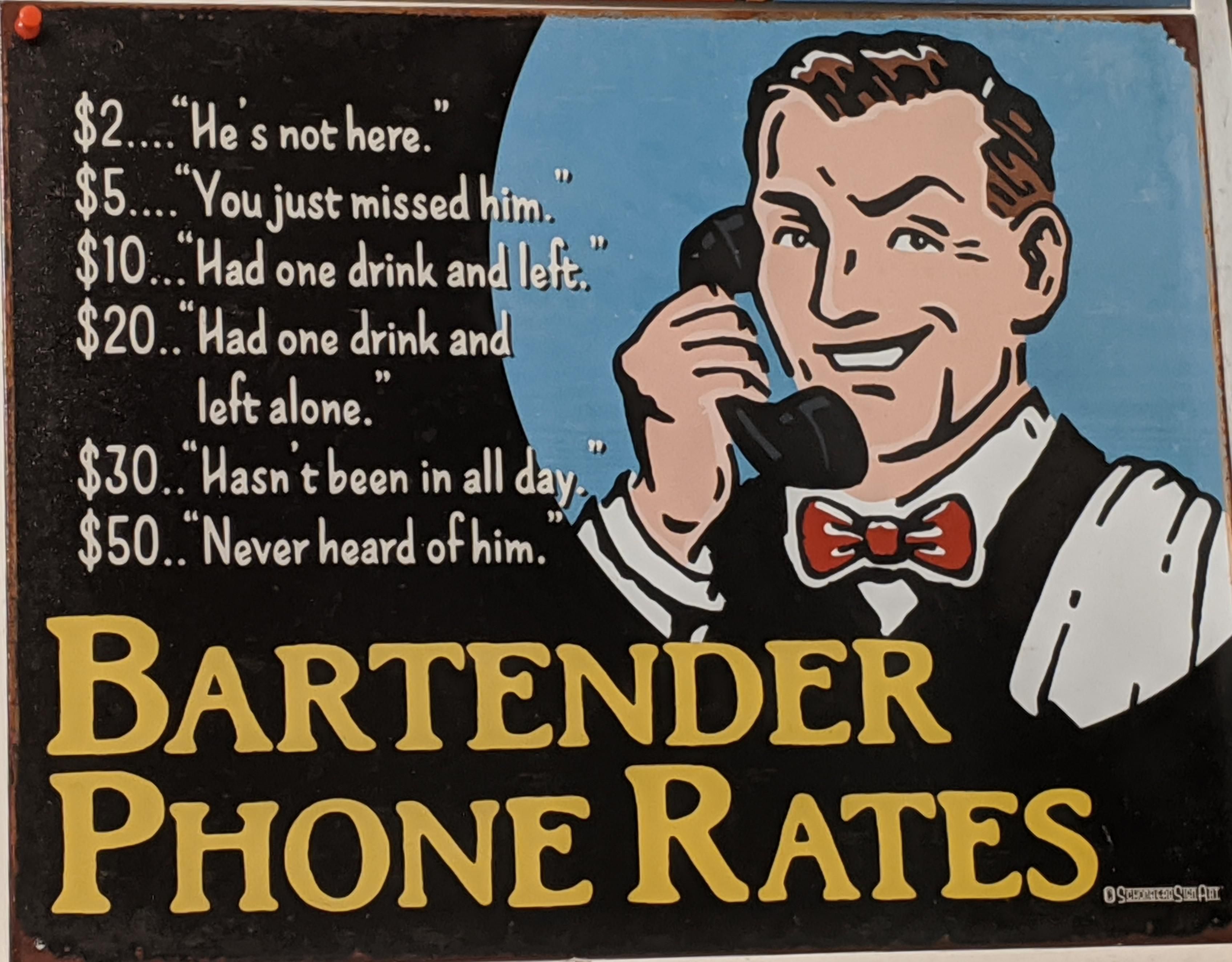 Bartender Phone Rates