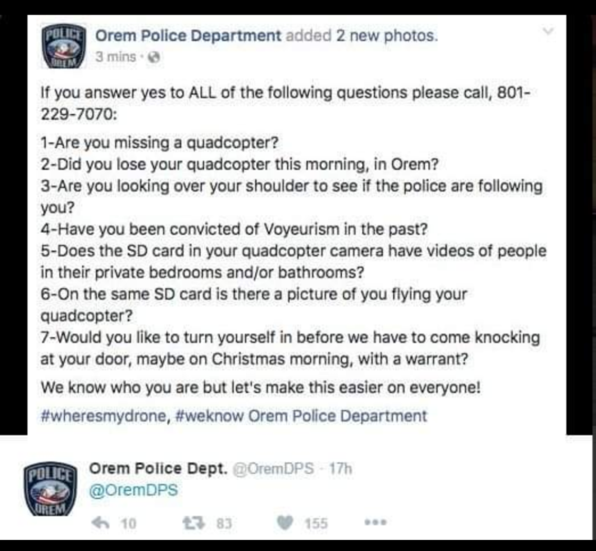 My local police trolling criminals like a boss