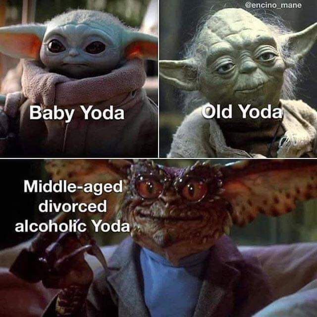 Stressed I was, needed the alcohol I did. Alco Yoda