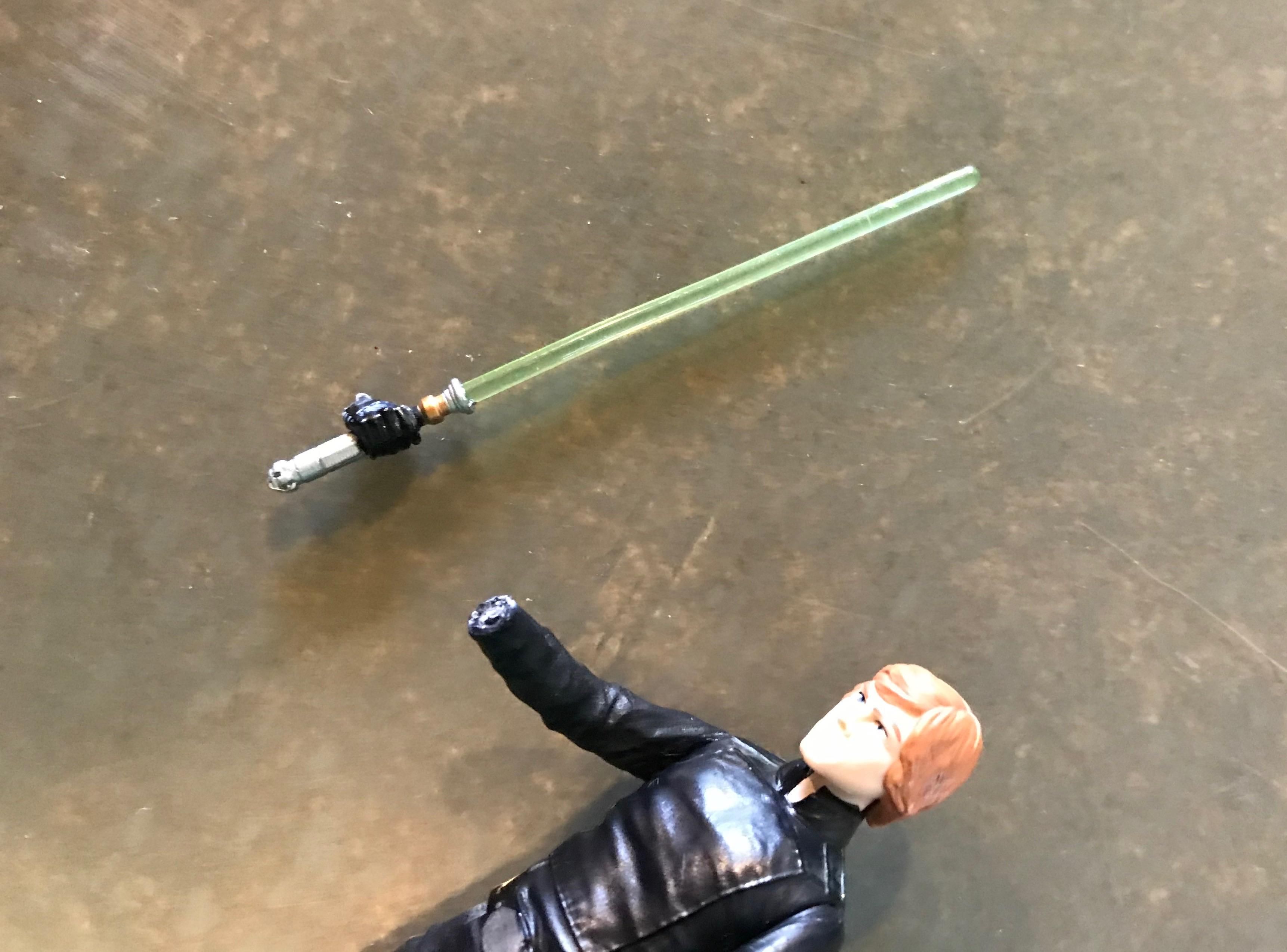 My friend’s Luke Skywalker toy happened to break in the perfect spot.