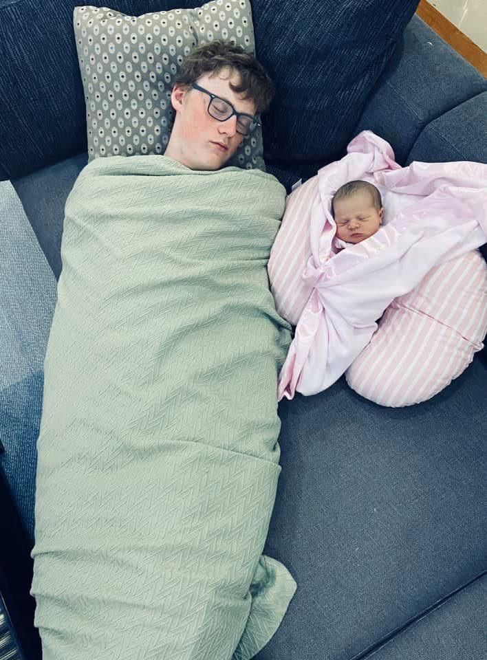 I just swaddled my 6’-3” seventeen year old son.