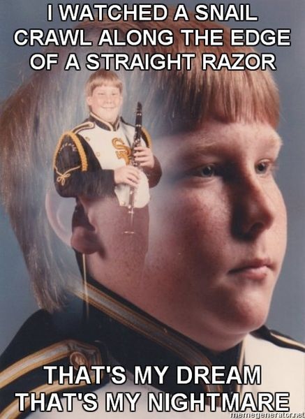From Today's Meme Archives: "PTSD Clarinet Boy" (est. 2009). 'Nam Veterans welcome in comments.