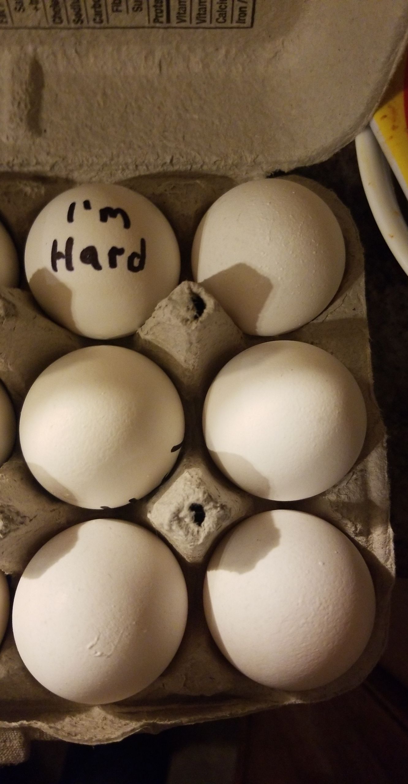 My wife asked me to make sure it was obvious which eggs were hard boiled.