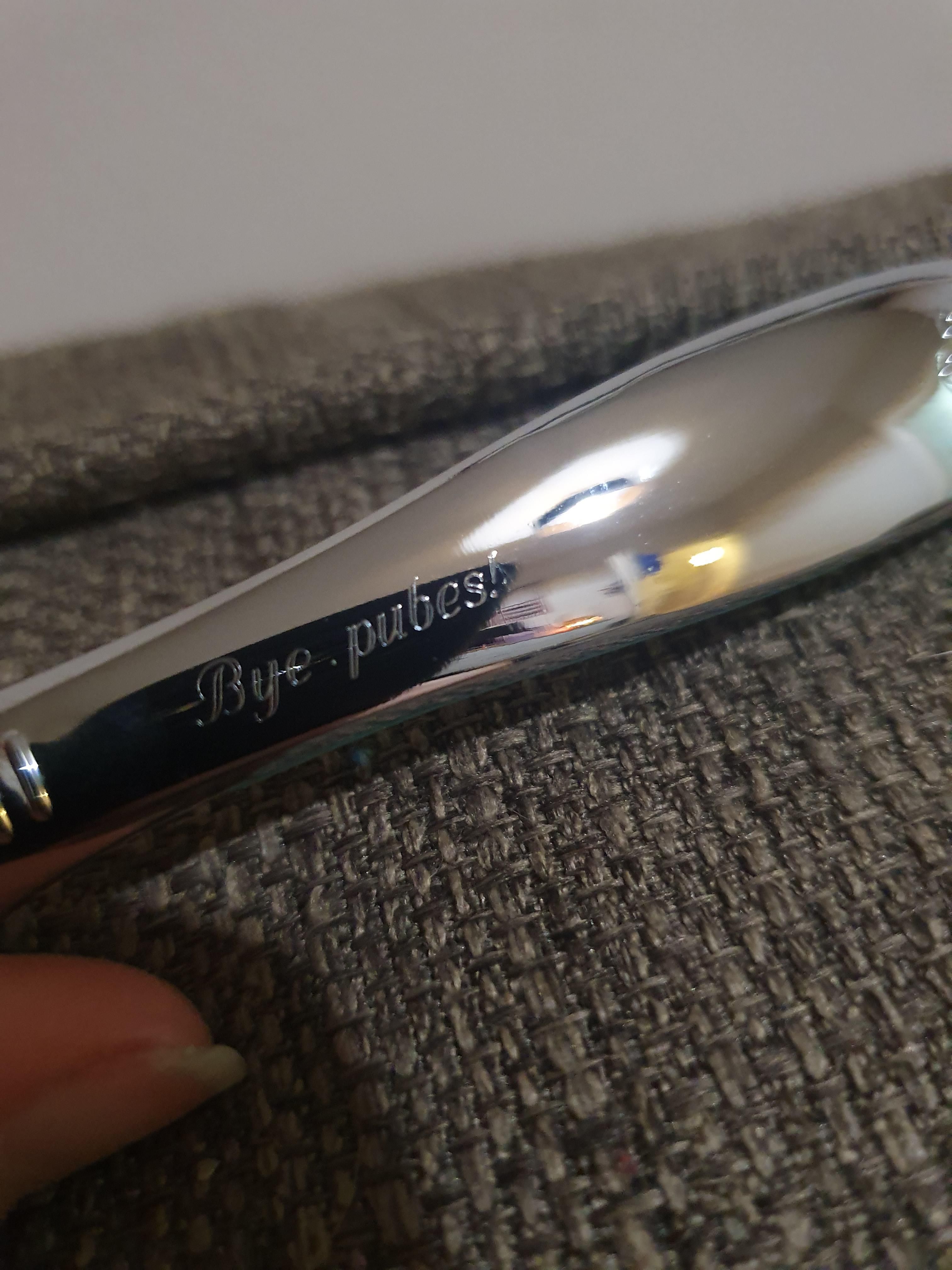 I asked for a nice razor for my birthday from my boyfriend, engraving was a free optional extra!