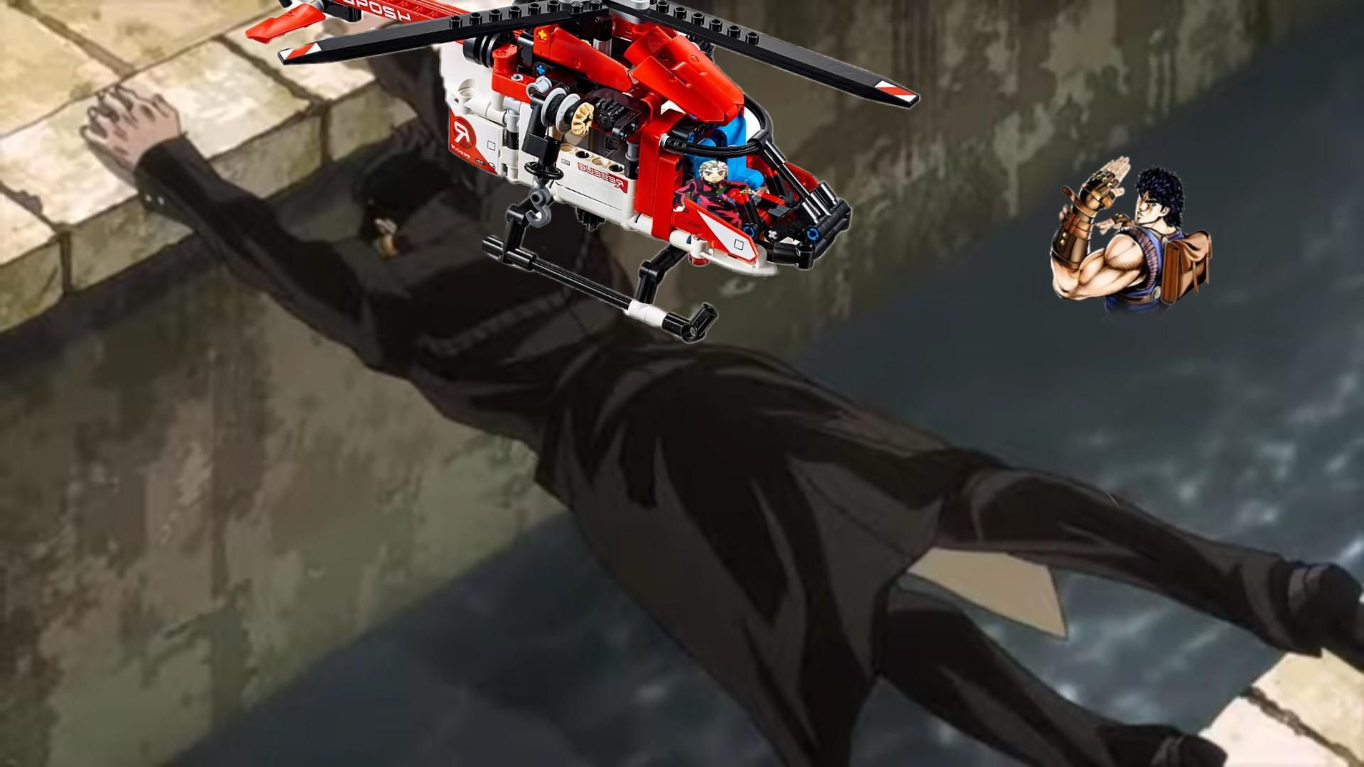 A gentleman has fallen off the Jotaro Bridge in Lego City