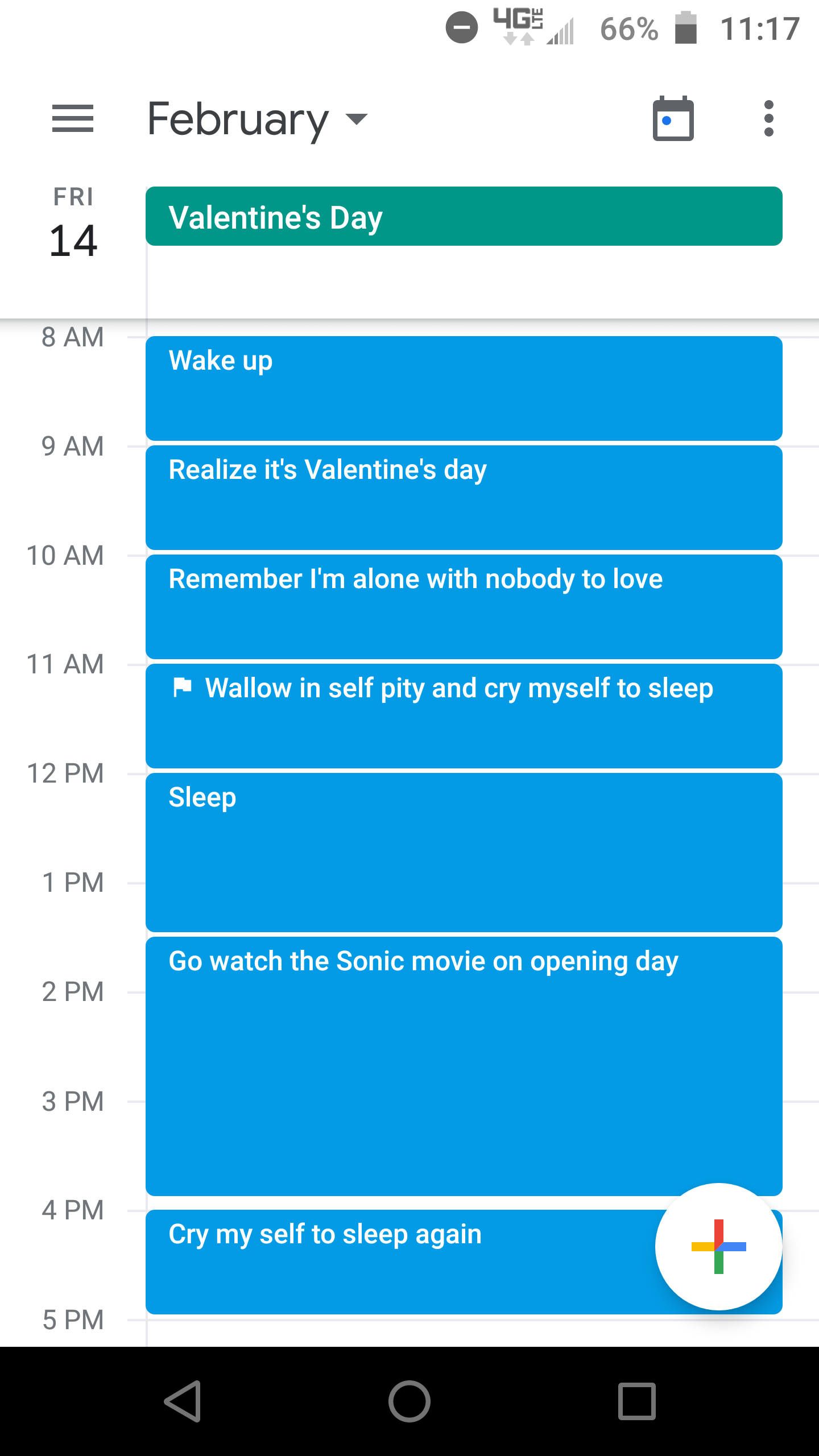 I got my whole day planned out in advance