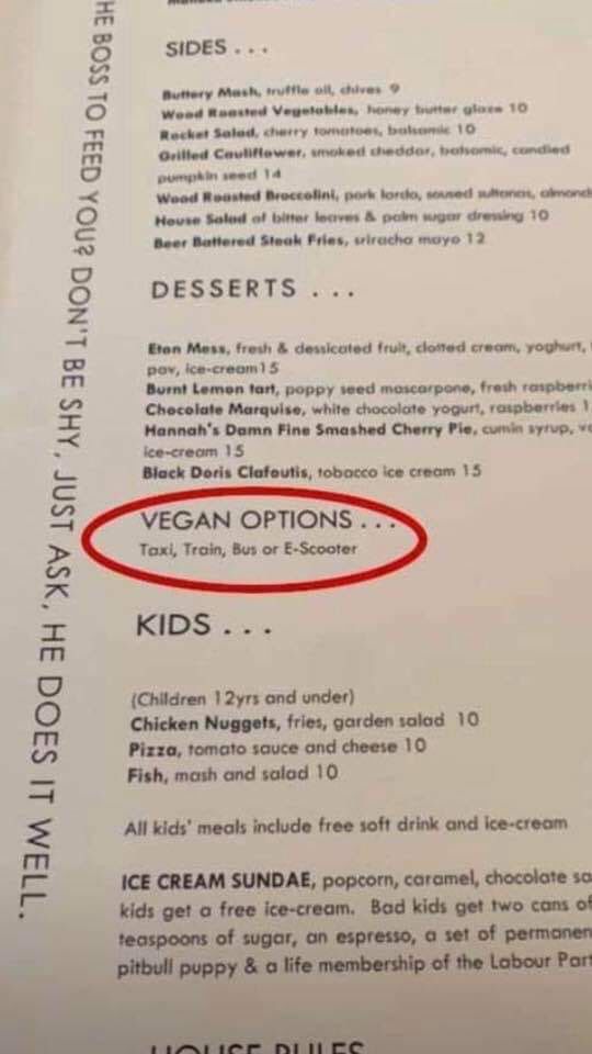 “Vegan options”